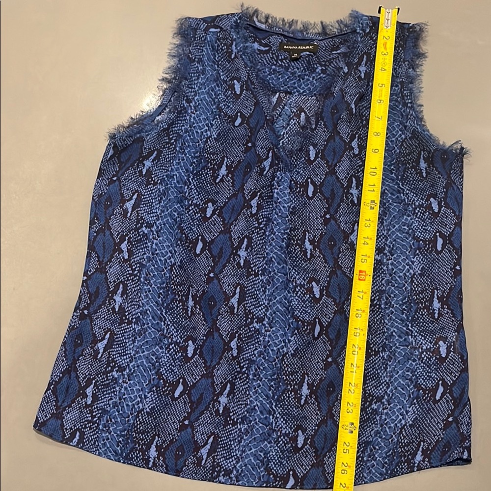 Banana Republic Blue Chiffon Snake Prink Boxy Top